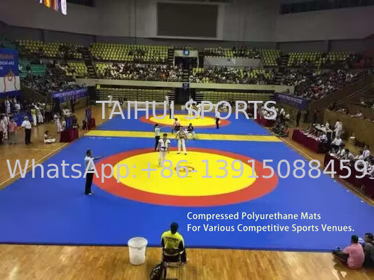 Event Grade Judo Mat 230kgs/m3 40mm Thickness PU Leather Karate Training Mat Wrestling Taekwondo Mat