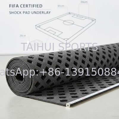FIFA Certified Shock Pad Underlay with Diamond Hole Design for Customized Length Artificial Grass Sports Fields